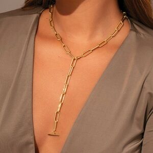 Uncommon James Excessive Chain Lariat Necklace, Gold